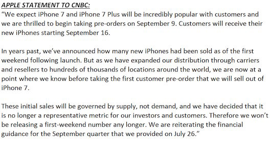 iPhone7/7 Plusは予約必須！Appleが品薄を認め予約で完売の可能性も