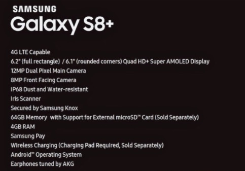 Galaxy S8+のスペック